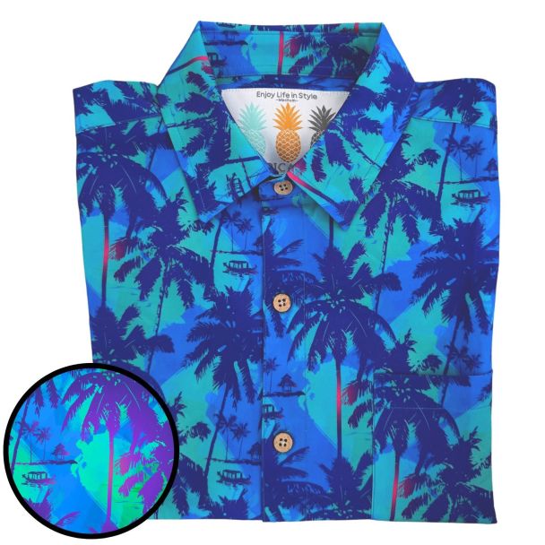 Bahama Blue Super Stretch Hawaiian Shirt